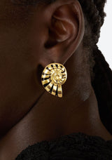 Nautilus Earrings Black Gold