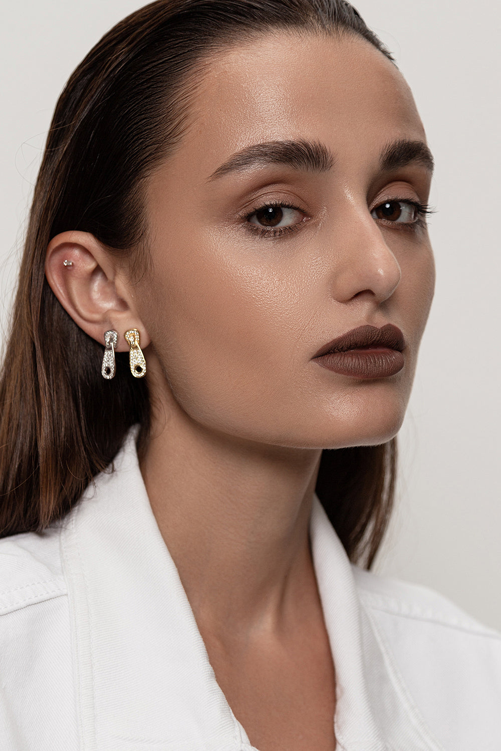 Zip Earrings Gold