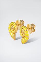 Mini Nautilus Yellow Earrings