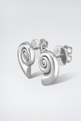 Mini Nautilus Silver Earrings